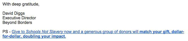 To P.S. or not to P.S.? That is the question. ANSWER: Occasionally for fundraising.