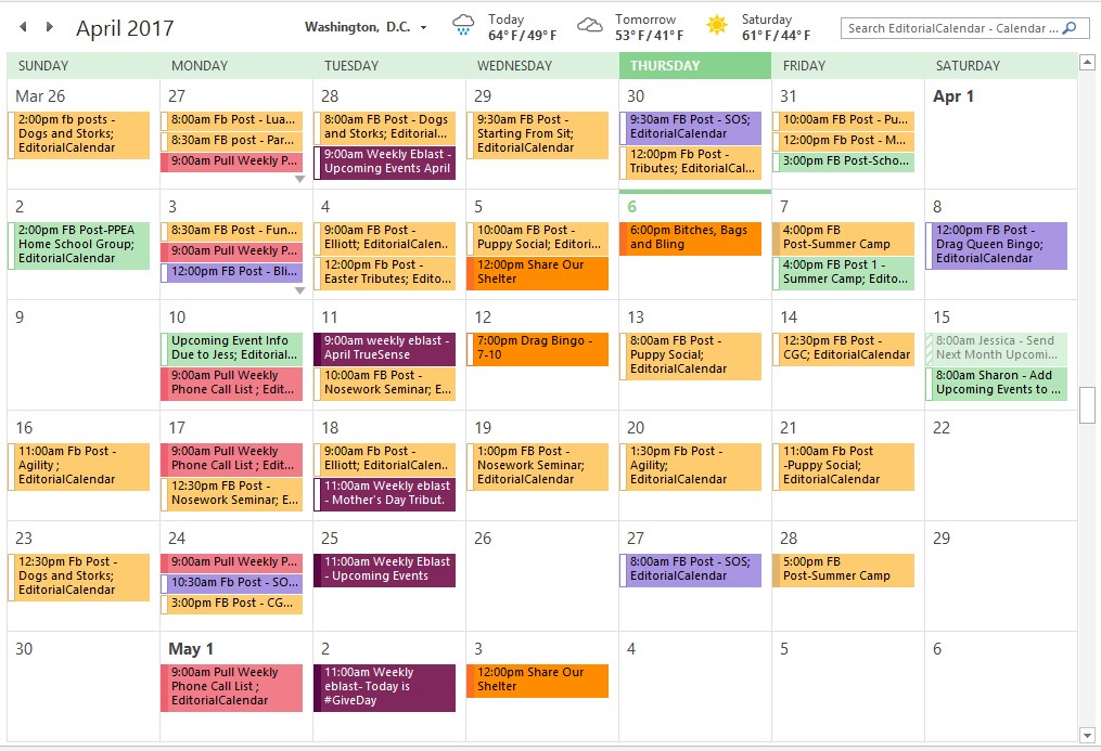 nonprofit editorial calendar